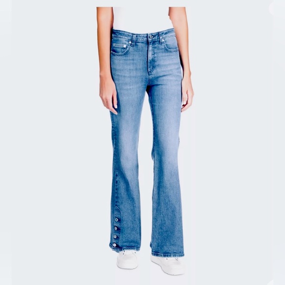 Michael Kors Denim - MICHAEL KORS Flare Leg Women’s Selma Shank Button Hem. High Waist. SZ:12